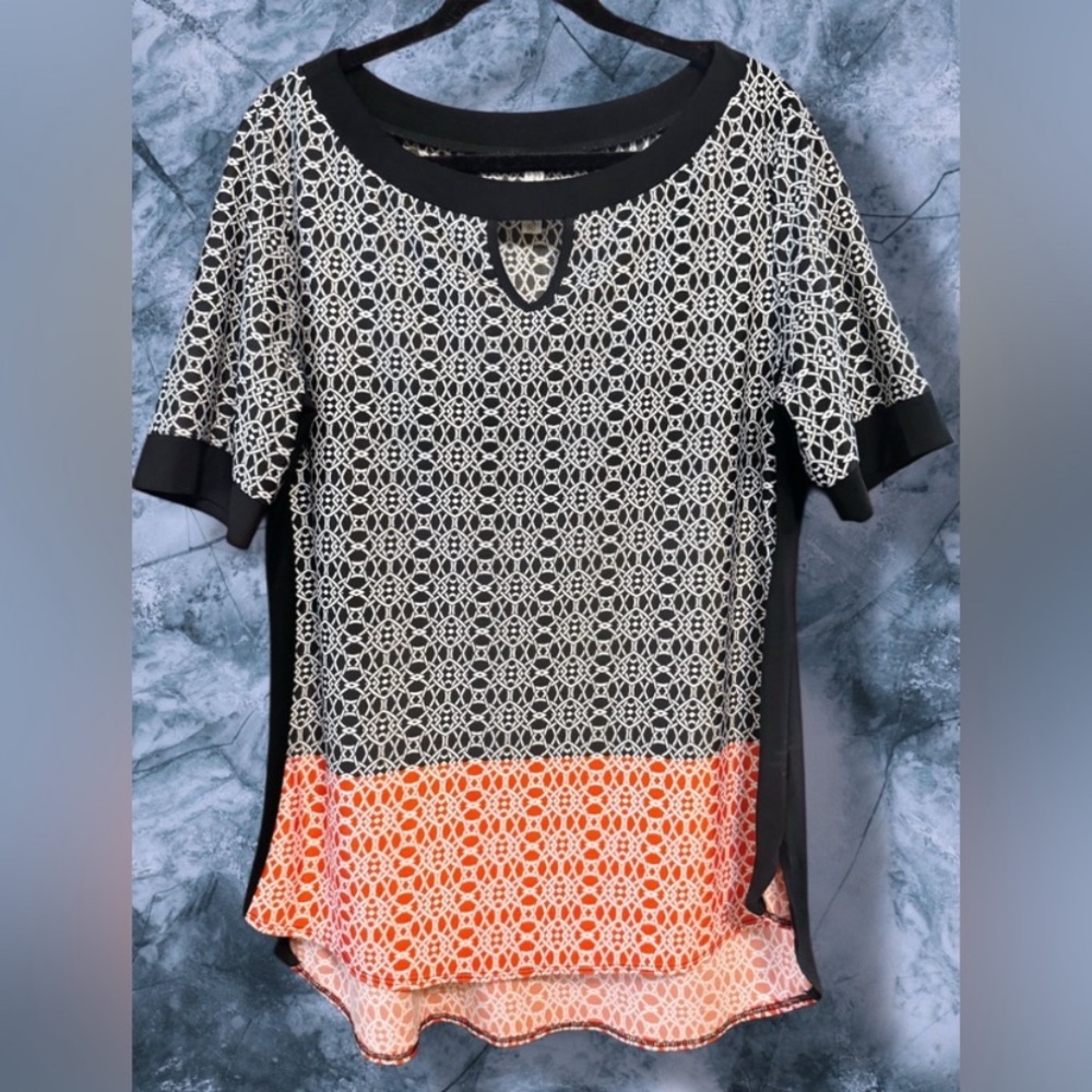 Faded Glory Black and Orange Lace Top